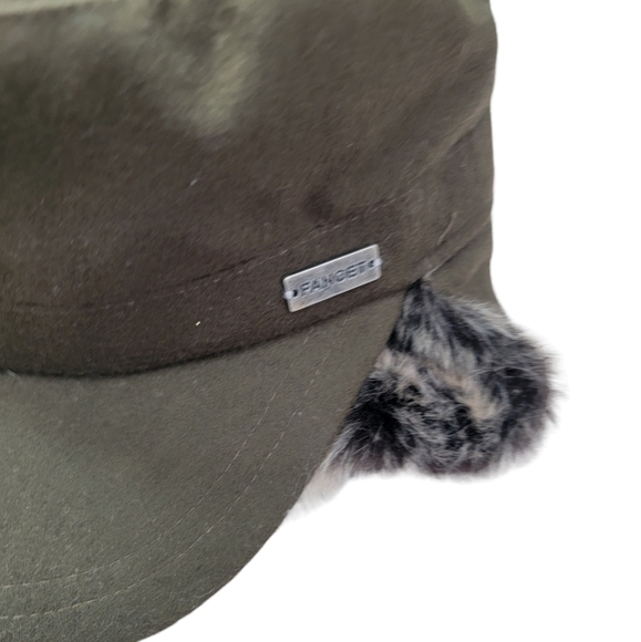 NEW Men's Fancet Army Green & Gray Fur Trapper Hat OS - Picture 5 of 6